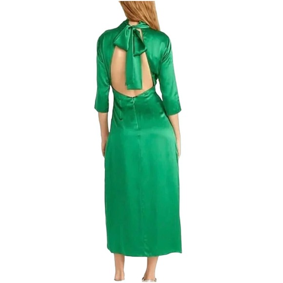 J. Crew Collection Open-Back Silk Charmeuse Long Sleeve Mock Neck Dress Size 0 - Picture 2 of 11